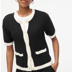 J. Crew Lady Knit Short Sleeve Button Up Cardigan Sweater Top Classic  - M